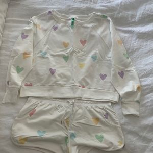 Honeydew Intimates hearts sweatshirt & shorts set